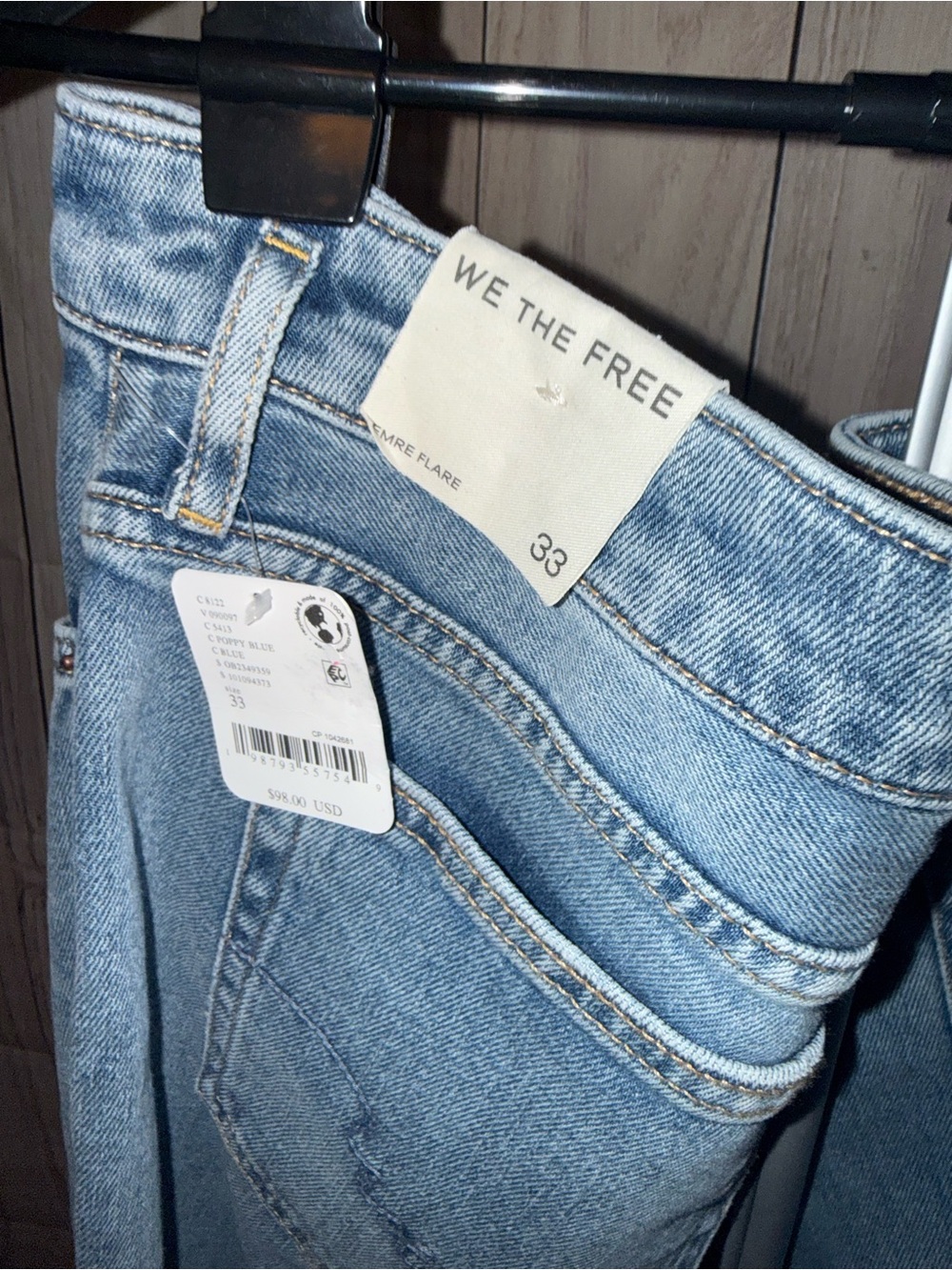 Free People We The Free Raw Hem Flare Jeans Size 33 NWT Boho bell bottom